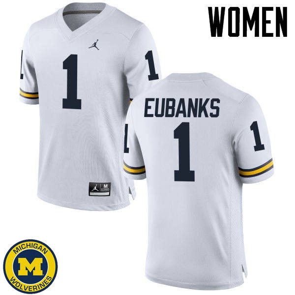 Women Michigan Wolverines #1 Nick Eubanks White NCAA Football Jersey